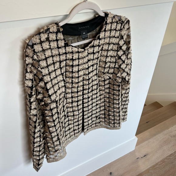 Weavs Gold and Black Shiny Embroidered Jacket Womens Size Medium - Picture 2 of 9